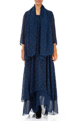 Dotty Royal Blue Silk Scarf 2