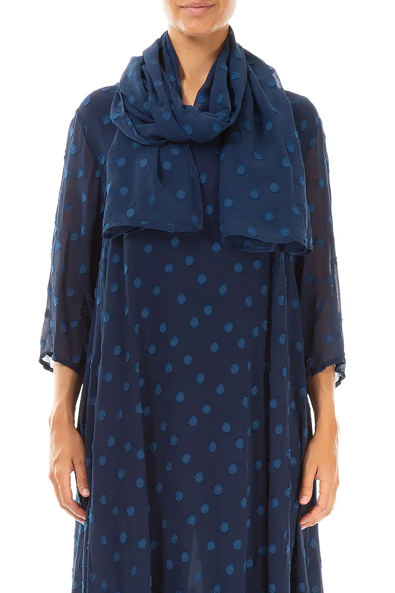 Dotty Royal Blue Silk Scarf 1
