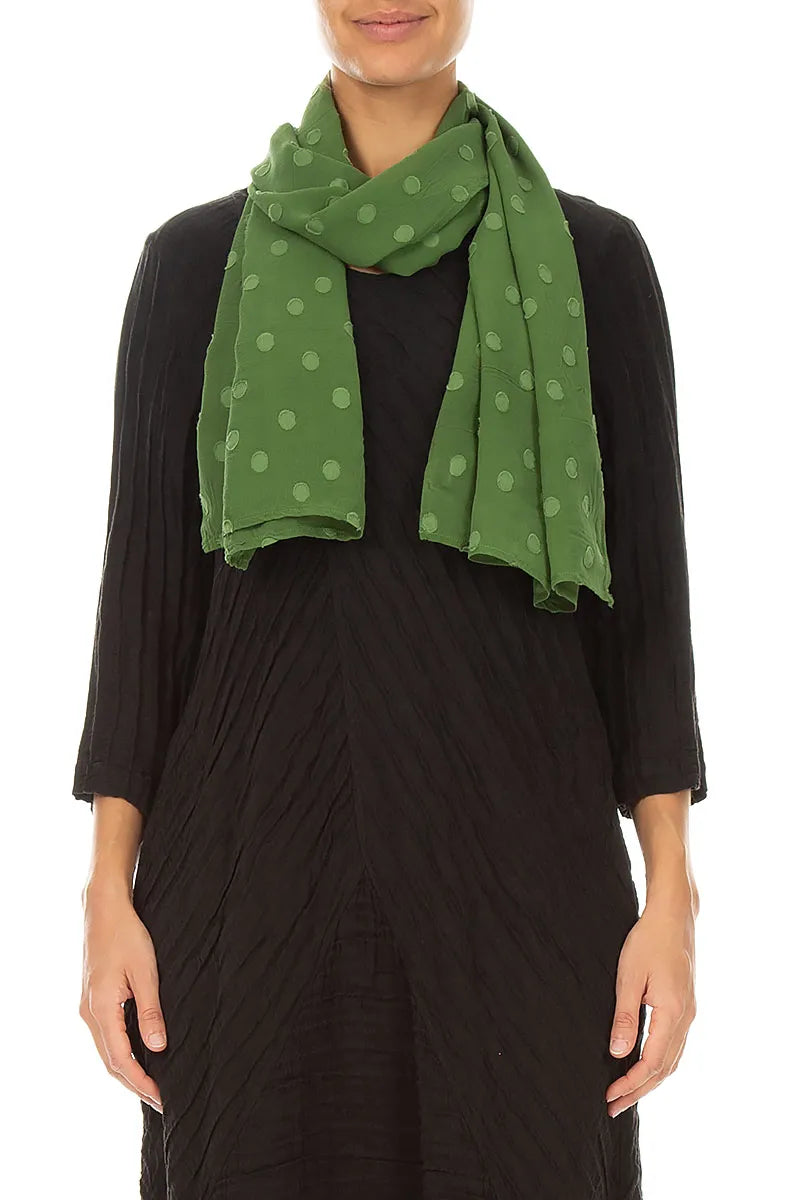 Dotty Shamrock Green Silk Scarf 1