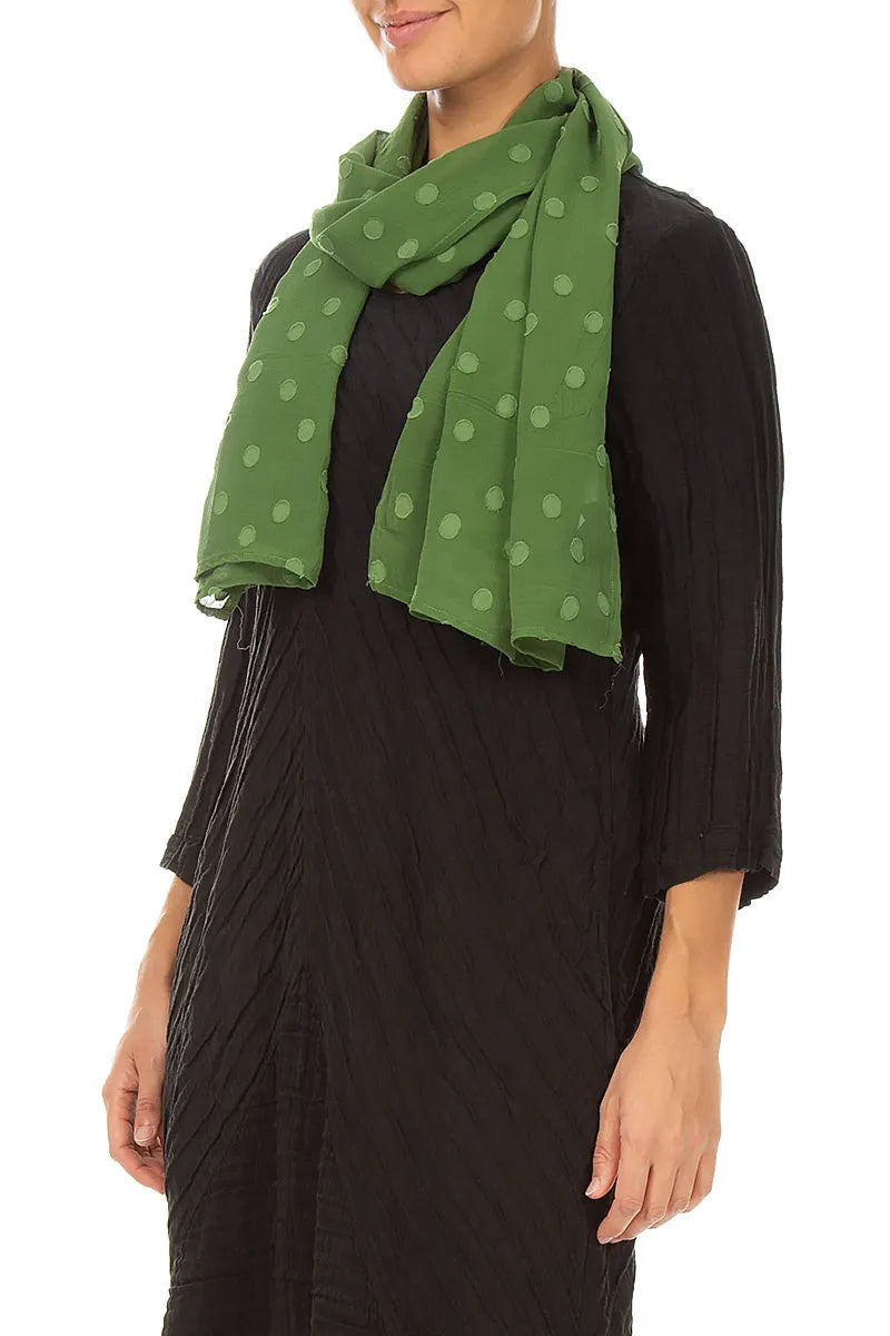 Dotty Shamrock Green Silk Scarf 3