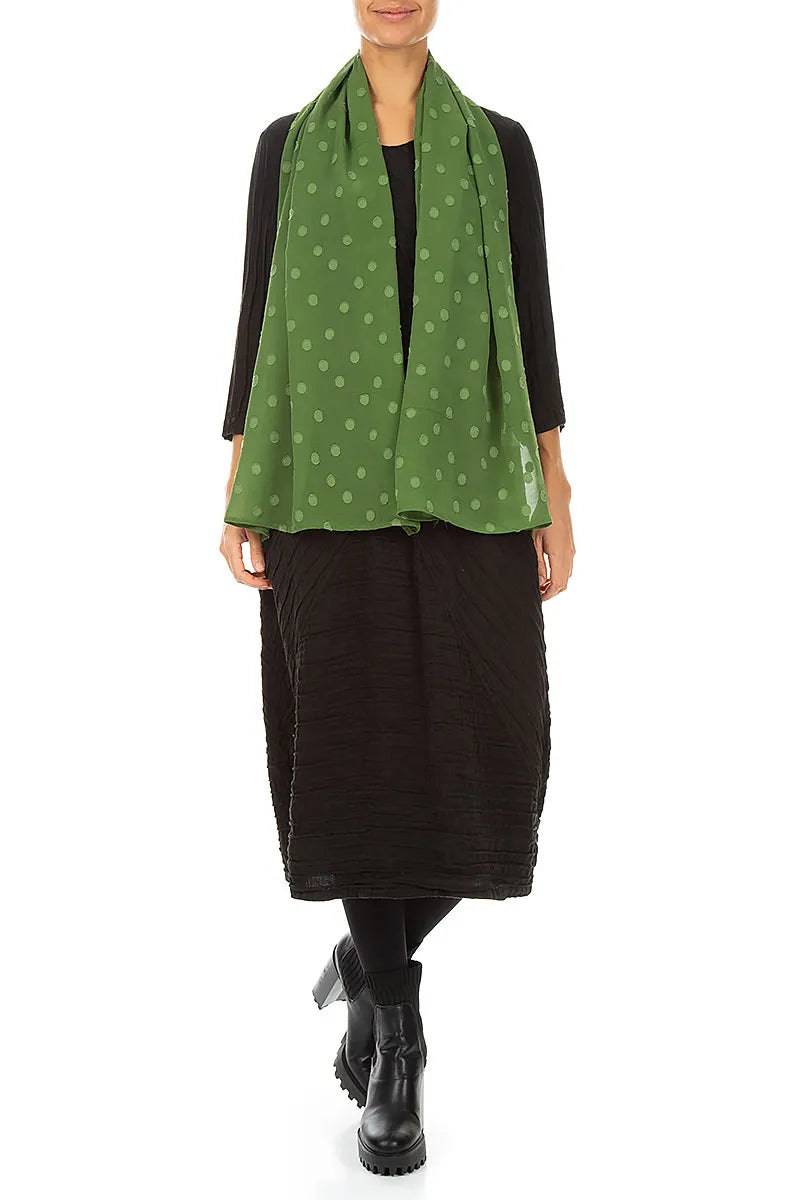 Dotty Shamrock Green Silk Scarf 2