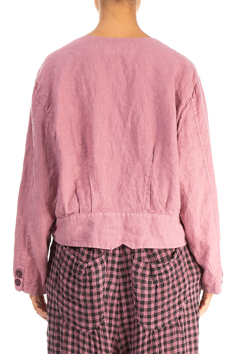 Double Closure Mauve Taupe Linen Jacket 2