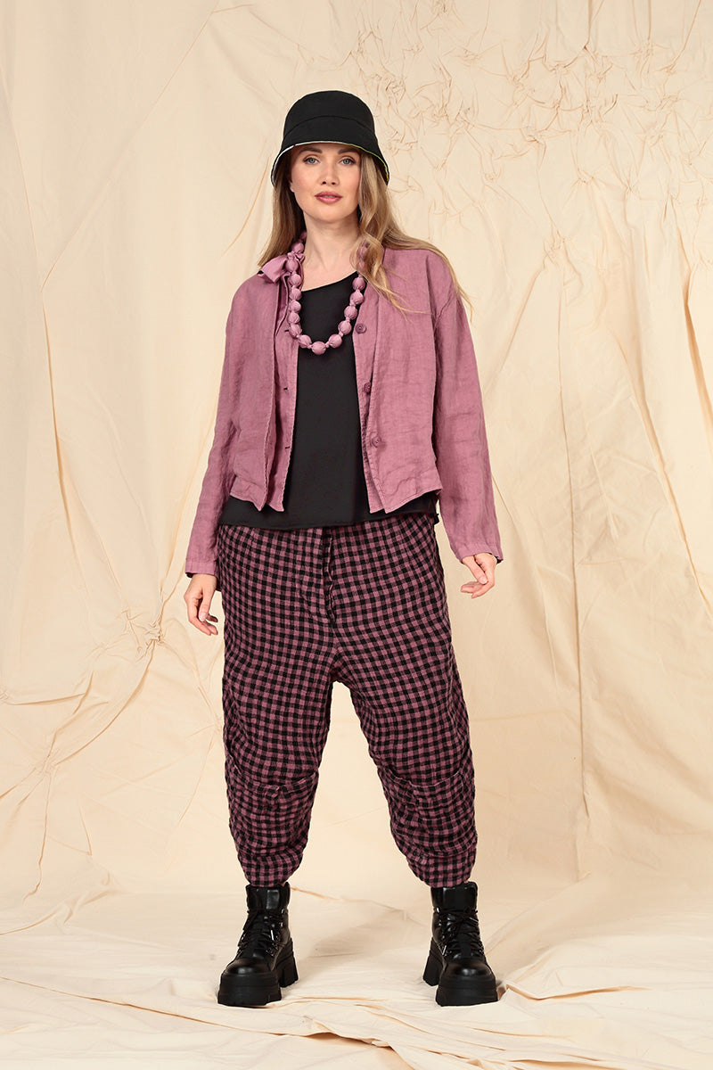 Double Closure Mauve Taupe Linen Jacket 6
