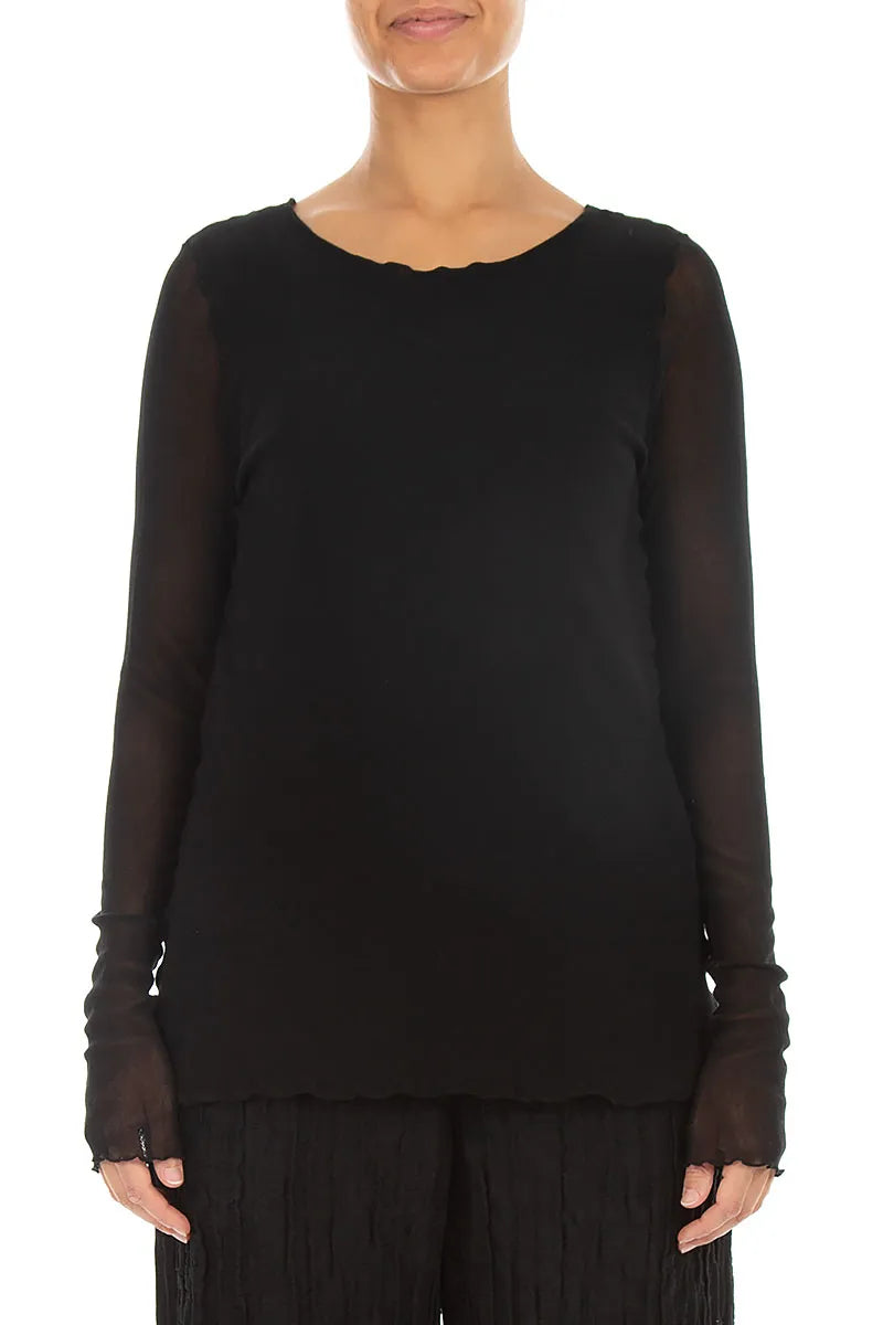 Double Layer Black Mesh Soft Cotton Top