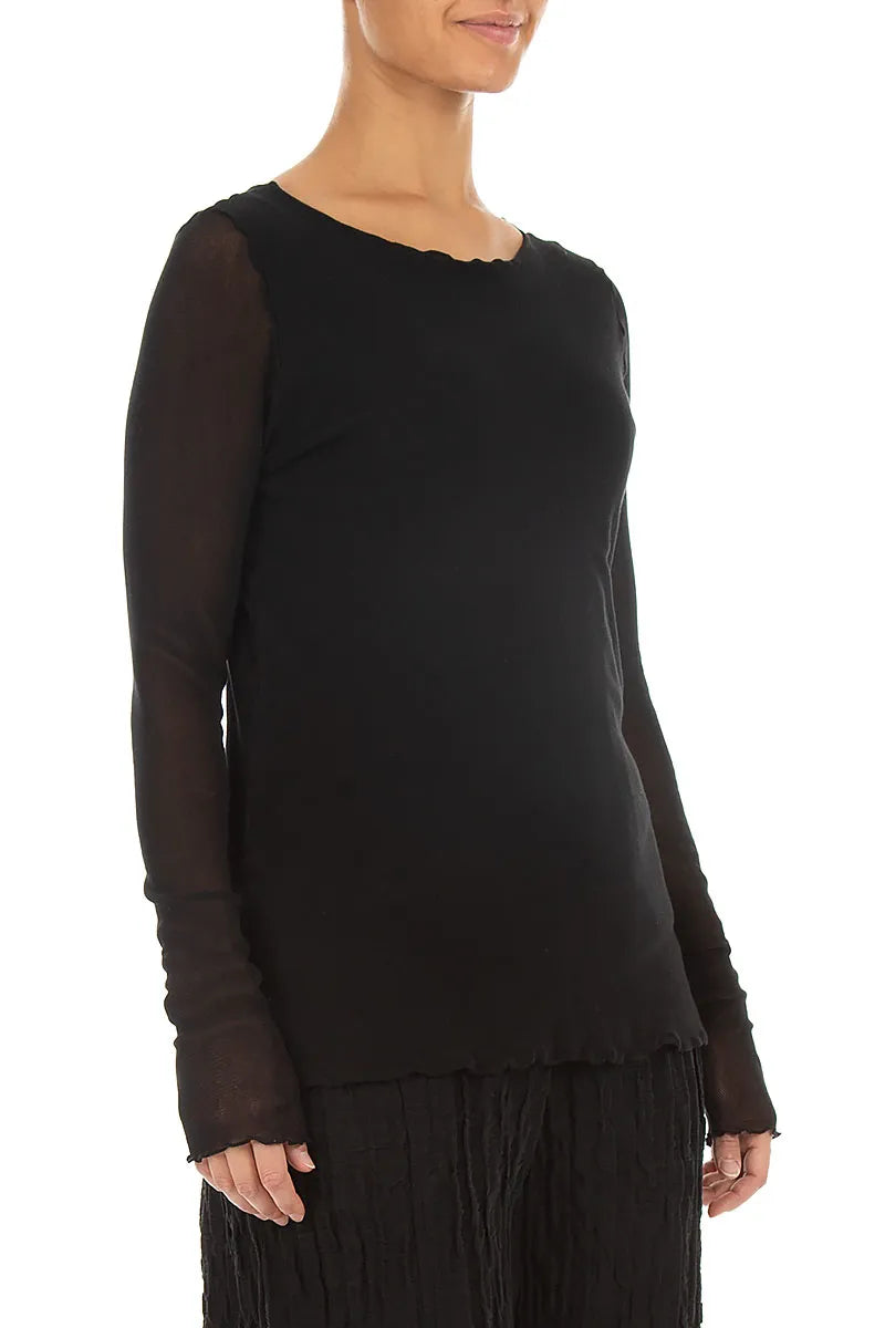 Double Layer Black Mesh Soft Cotton Top