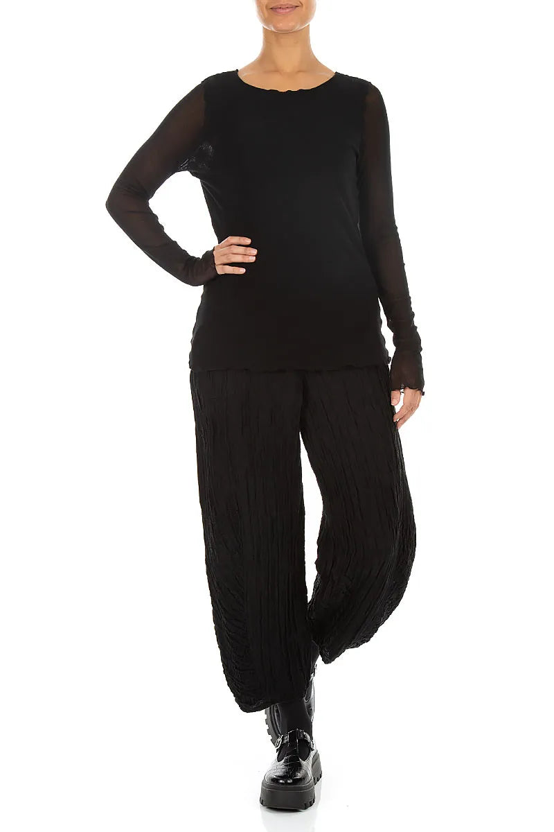 Double Layer Black Mesh Soft Cotton Top