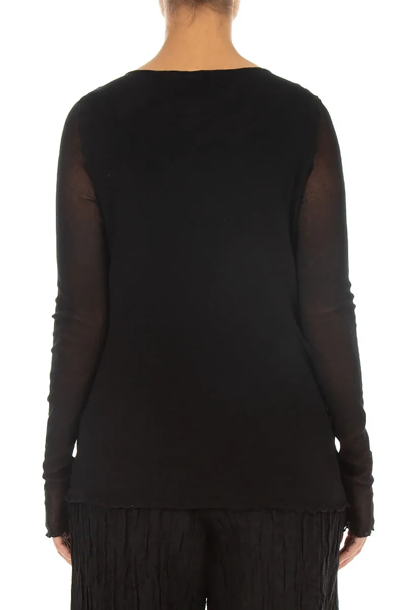 Double Layer Black Mesh Soft Cotton Top