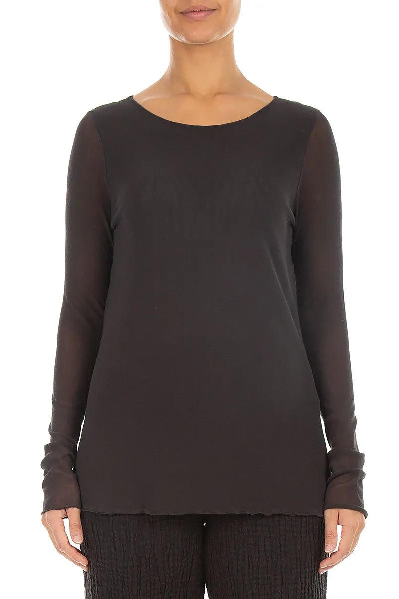 Double Layer Charcoal Mesh Soft Cotton Top
