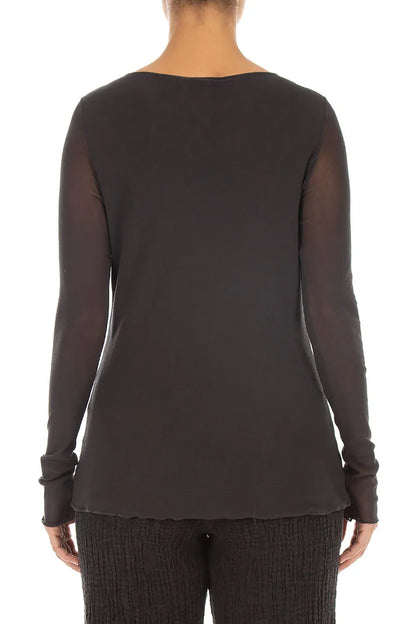 Double Layer Charcoal Mesh Soft Cotton Top