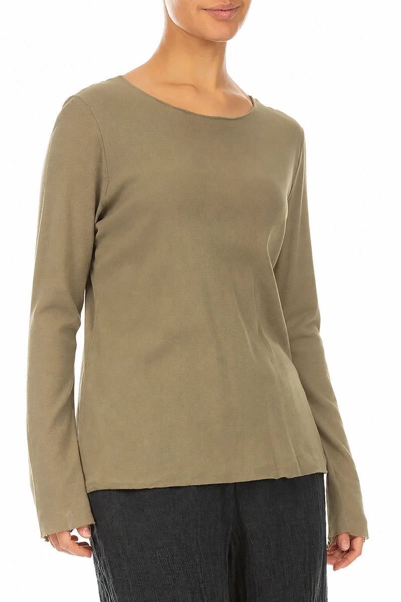 Double Layer Olive Tulle Silk Blouse