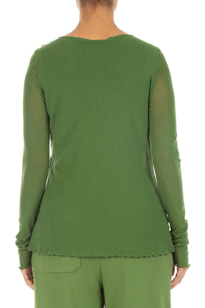 Double Layer Shamrock Green Mesh Soft Cotton Top