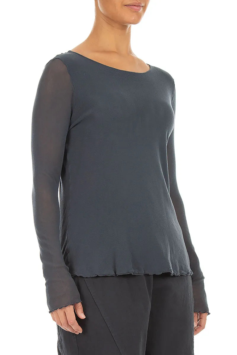 Double Layer Slate Mesh Soft Cotton Top 3