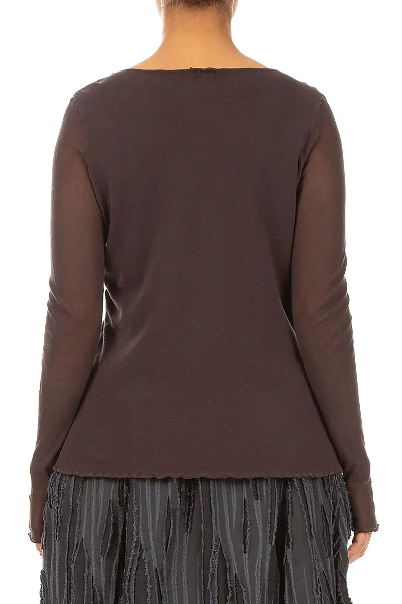 Double Layer Truffle Brown Mesh Soft Cotton Top 2