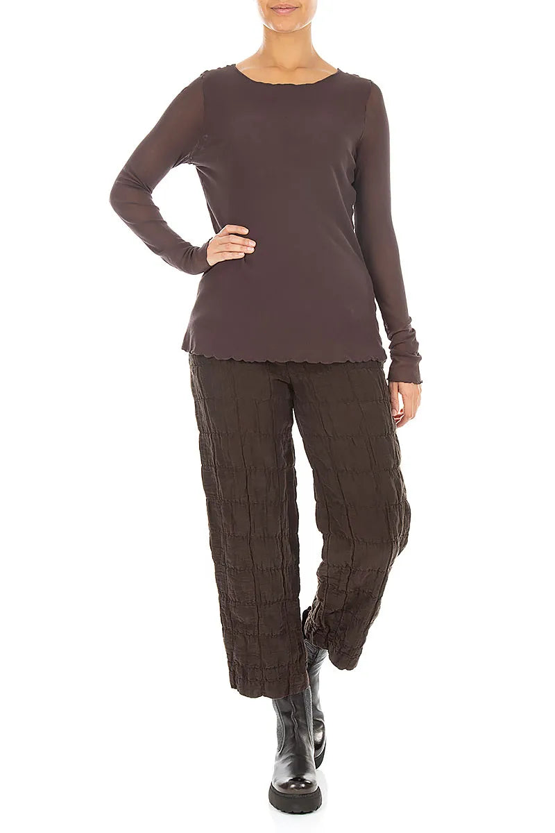 Double Layer Truffle Brown Mesh Soft Cotton Top 4