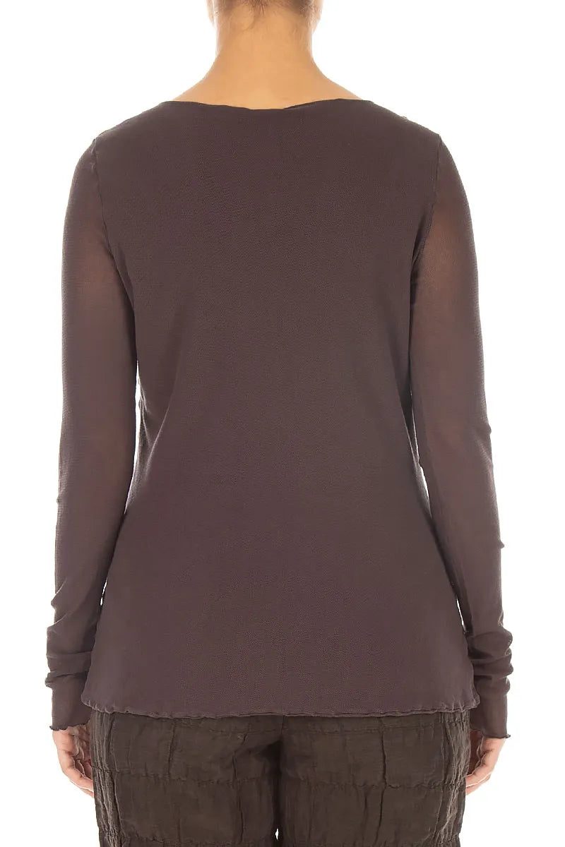 Double Layer Truffle Brown Mesh Soft Cotton Top 2