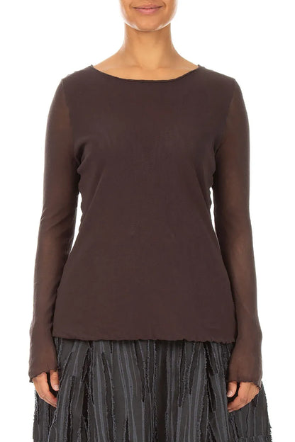 Double Layer Truffle Brown Mesh Soft Cotton Top