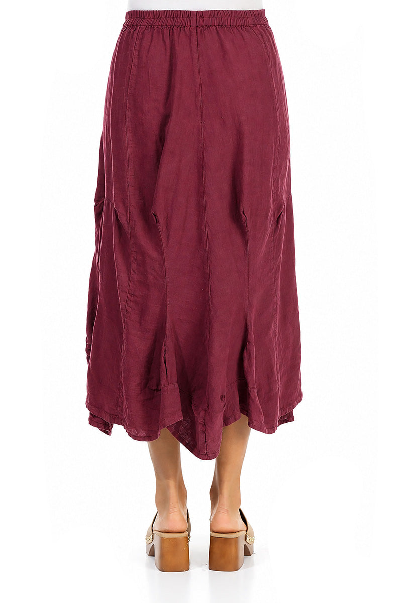Draped Antique Ruby Linen Skirt 2