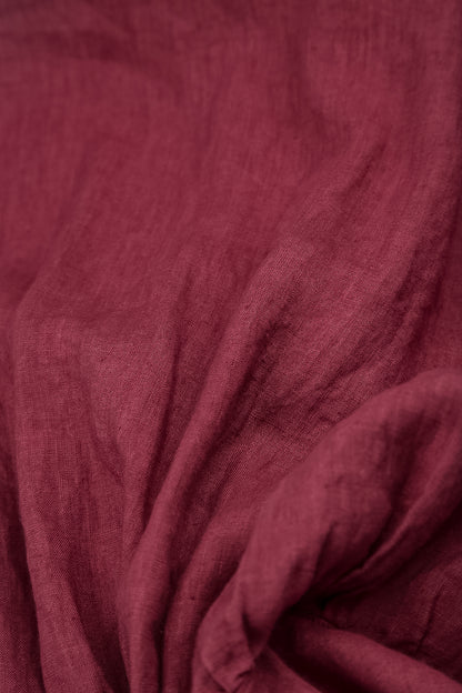 Draped Antique Ruby Linen Skirt