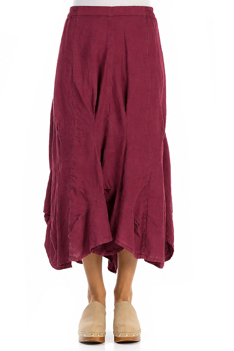 Draped Antique Ruby Linen Skirt 1