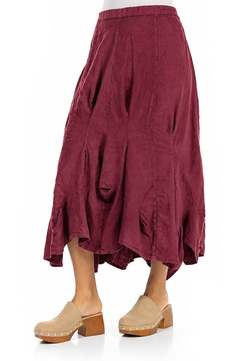 Draped Antique Ruby Linen Skirt