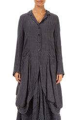 Draped Crinkled Violet Silk Jacket 1