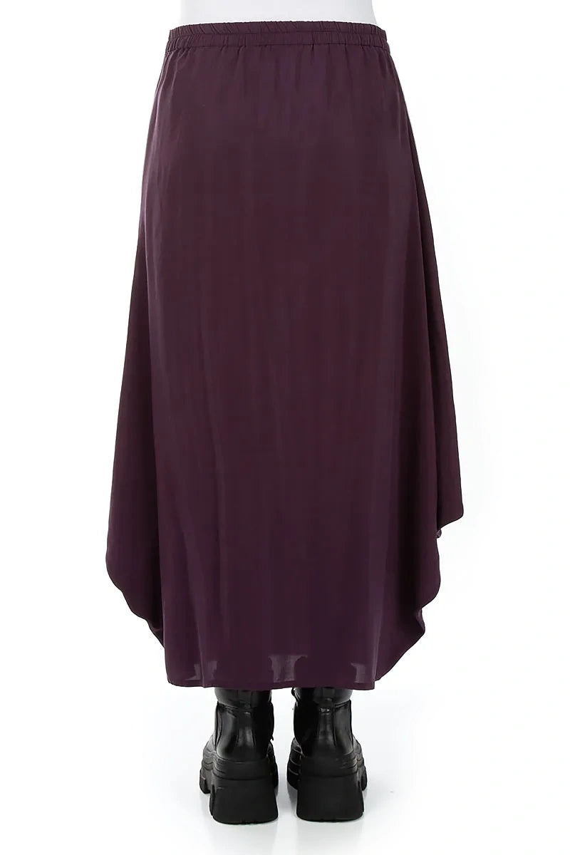 Drapierter auberginefarbener Seiden-Bambusrock