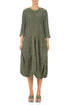 Draped Forest Mist Crinkled Silk Linen Dress 1