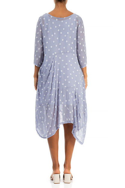 Draped Lavender Dotty Silk Dress 2