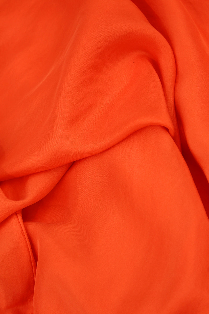 Draped V-Neck Flame Orange Silk Bamboo Blouse 5