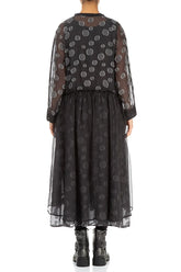 Draped Waist Grey Silver Bubbles Silk Dress 3