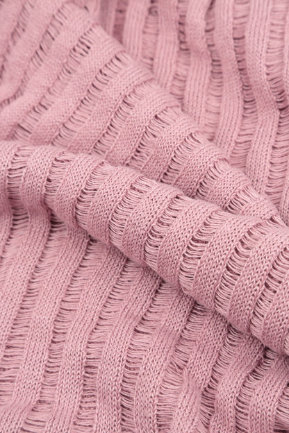 Drop Stitch Mauve Pink Linen Scarf 4