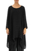 Dropped Edge Black Crinkled Silk Tunic 1