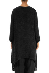 Dropped Edge Black Crinkled Silk Tunic 2