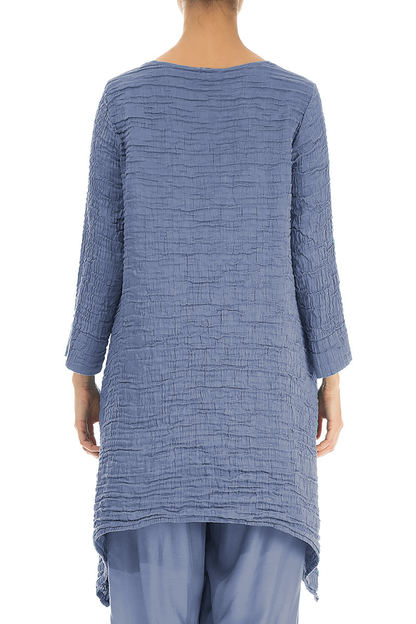 Dropped Edge Blue Nova Crinkled Silk Tunic 2