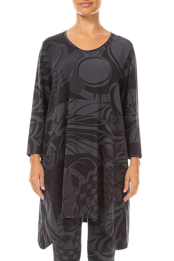 Dropped Edge Charcoal Orbit Cotton Tunic