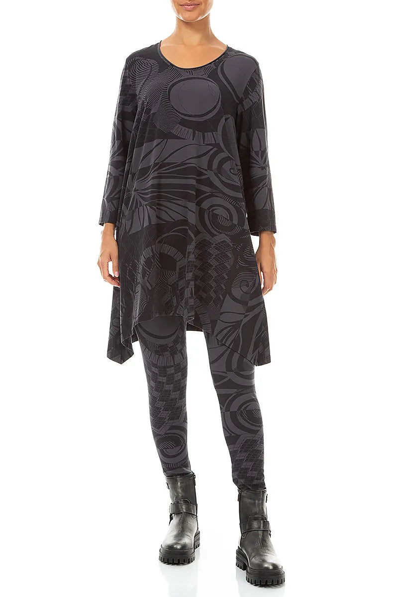 Dropped Edge Charcoal Orbit Cotton Tunic