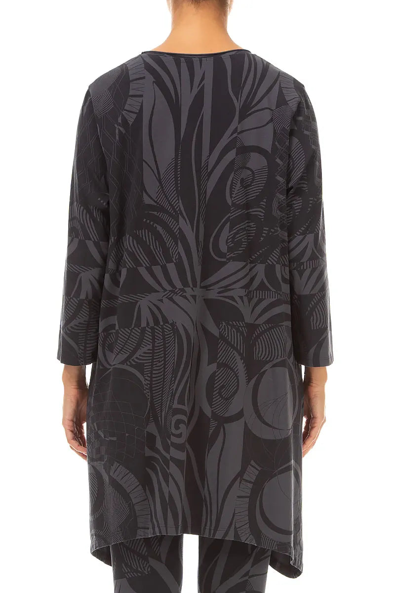 Dropped Edge Charcoal Orbit Cotton Tunic