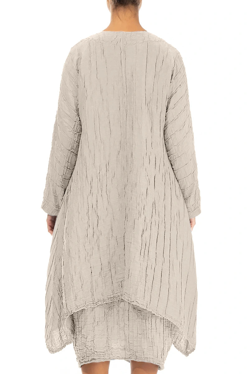 Dropped Edge Crinkled Beige Silk Linen Jacket