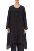 Dropped Edge Crinkled Black Silk Jacket 1