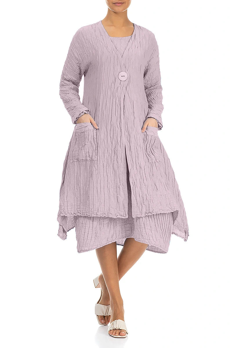 Dropped Edge Crinkled Lilac Silk Linen Jacket 4