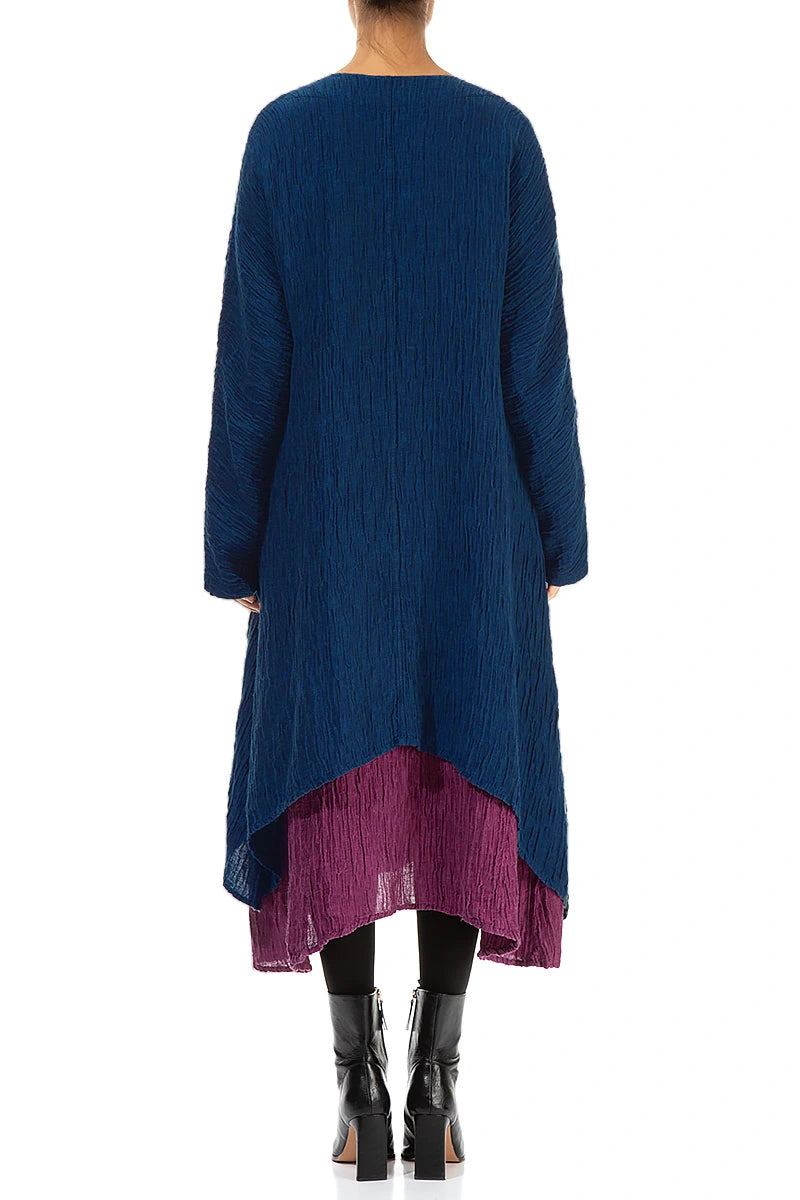 Dropped Edge Crinkled Sapphire Silk Jacket 2