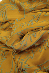Dropped Edge Golden Olive Devoré Feather Silk Tunic 5
