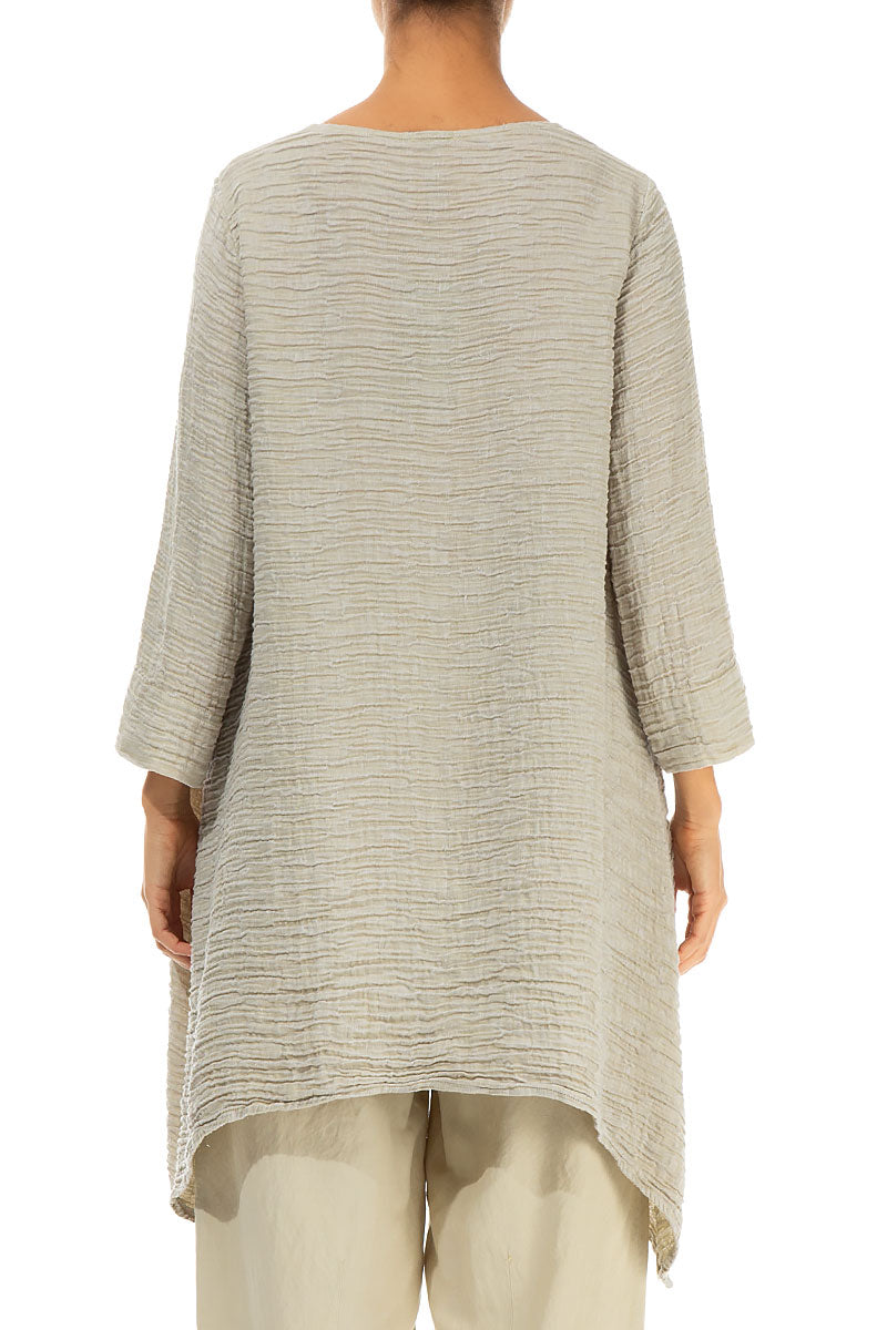 Dropped Edge Laurel Green Crinkled Silk Tunic 2