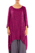 Dropped Edge Magenta Devoré Feather Silk Tunic 1