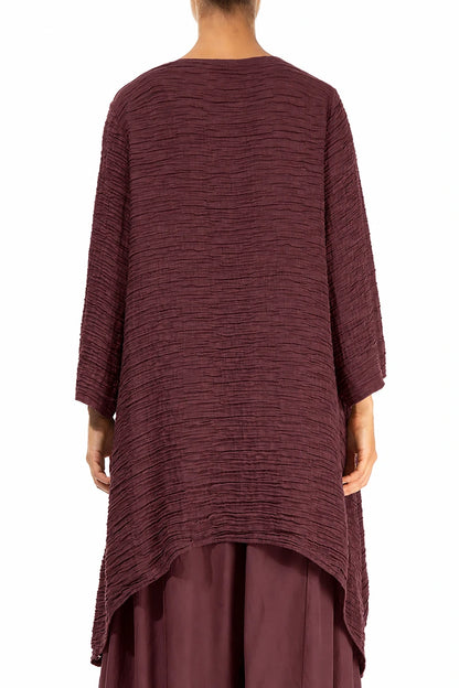 Dropped Edge Maroon Crinkled Silk Tunic 2
