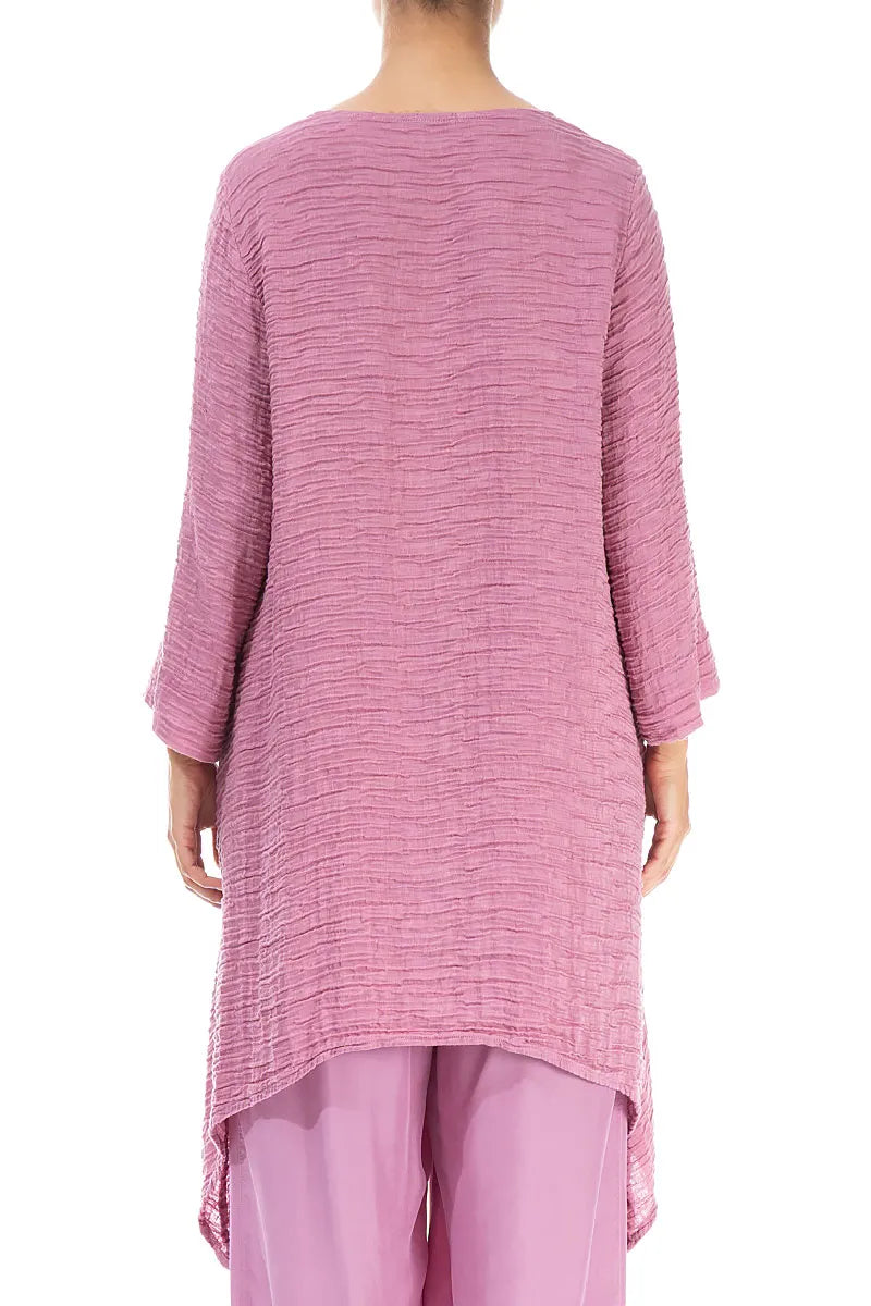 Dropped Edge Mauve Taupe Crinkled Silk Tunic 2
