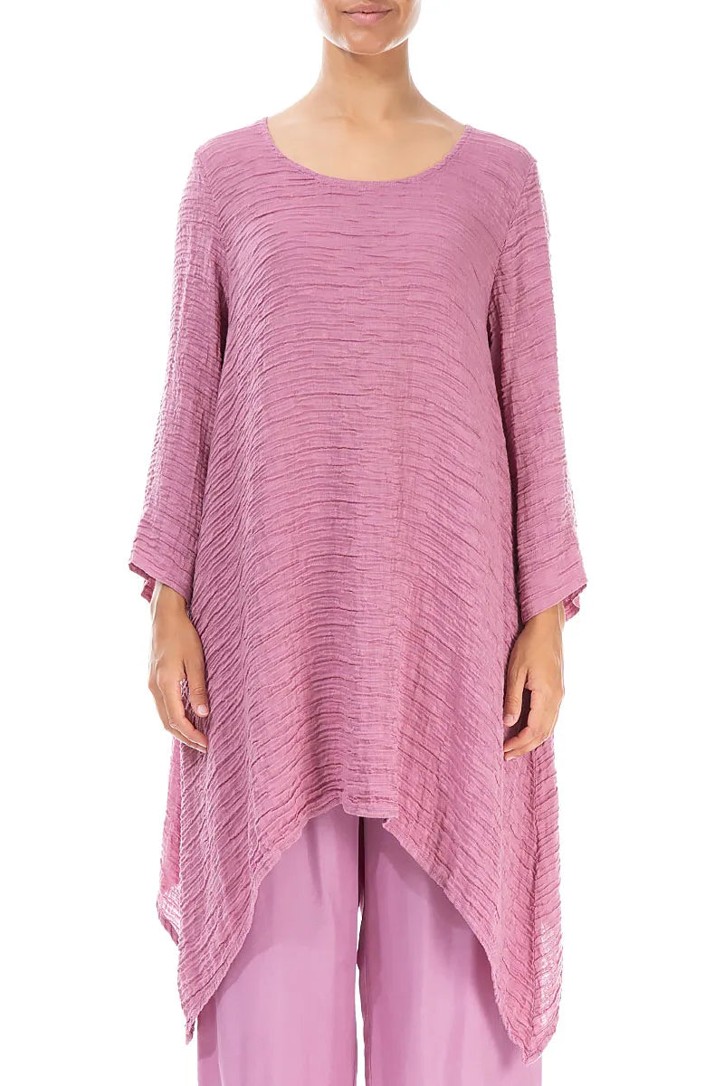 Dropped Edge Mauve Taupe Crinkled Silk Tunic 1
