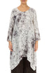 Dropped Edge Off White Marble Crinkled Silk Tunic 1