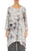 Dropped Edge Off White Marble Crinkled Silk Tunic 1