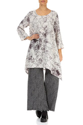 Dropped Edge Off White Marble Crinkled Silk Tunic 4